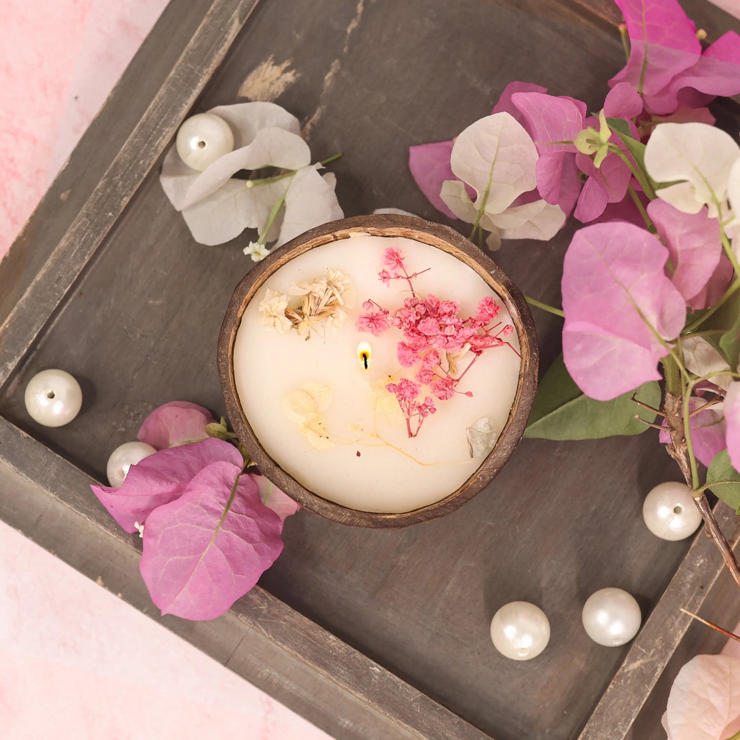 Cherry Blossom Coconut Shell Candle Arotatvika