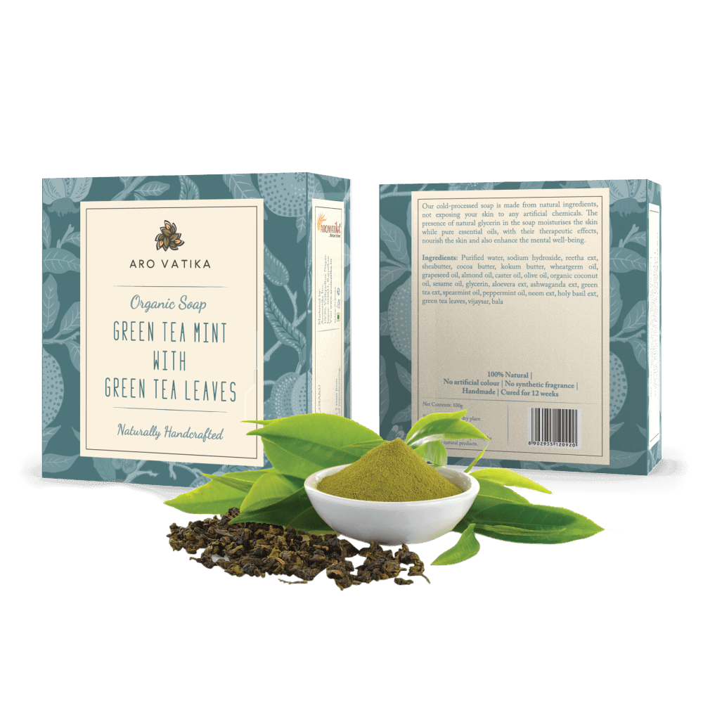 GREEN TEA MINT SOAP WITH GREEN TEA LEAVES