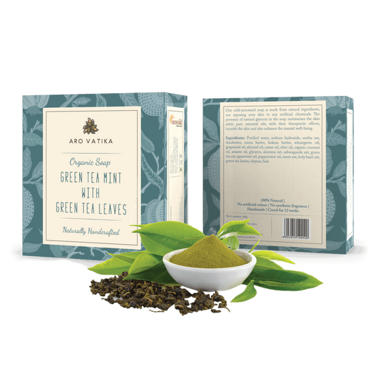 GREEN TEA MINT SOAP WITH GREEN TEA LEAVES
