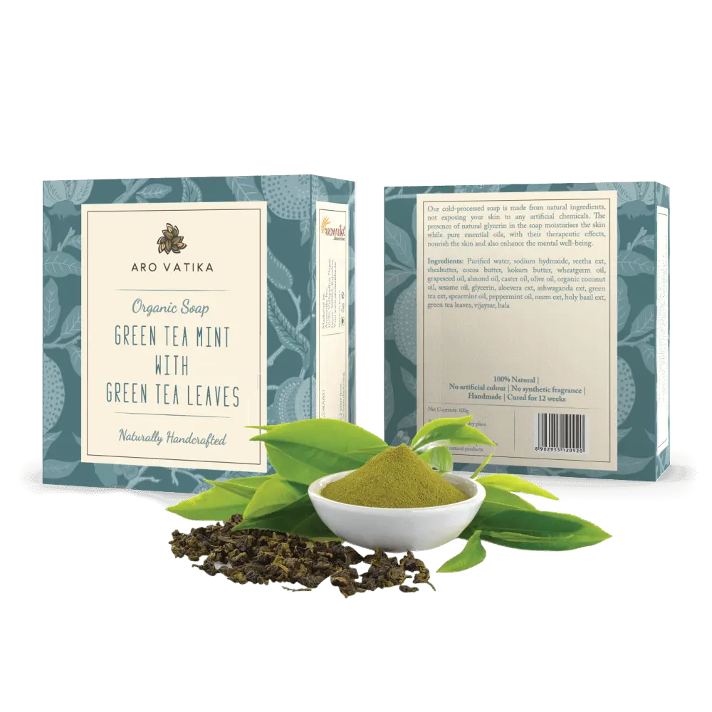 GREEN TEA MINT SOAP WITH GREEN TEA LEAVES