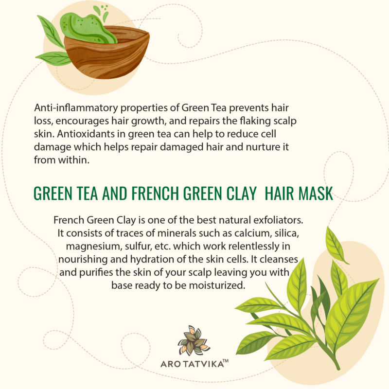 GREEN TEA AND FRENCH GREEN CLAY HAIR MASK (for dry and damaged hair)