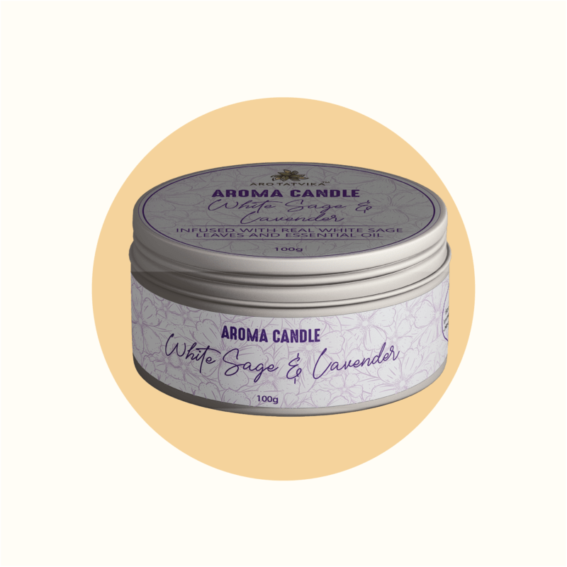 WHITE SAGE AND LAVENDER AROMA/SCENTED CANDLE (100g)