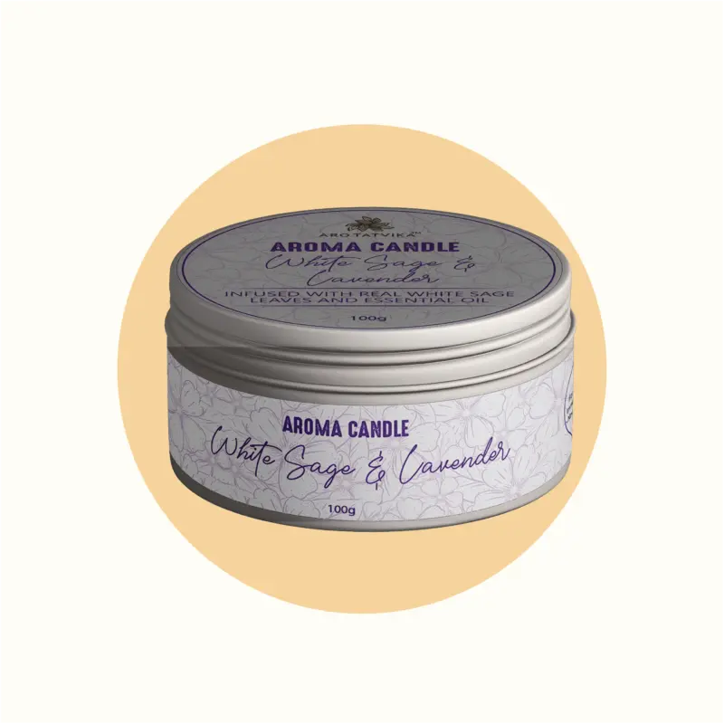 WHITE SAGE AND LAVENDER AROMA/SCENTED CANDLE (100g) Arotatvika