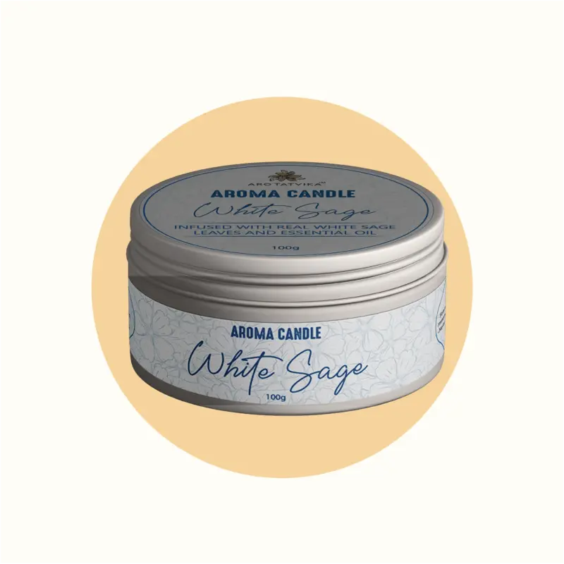 WHITE SAGE AROMA/SCENTED CANDLE (100g) Arotatvika