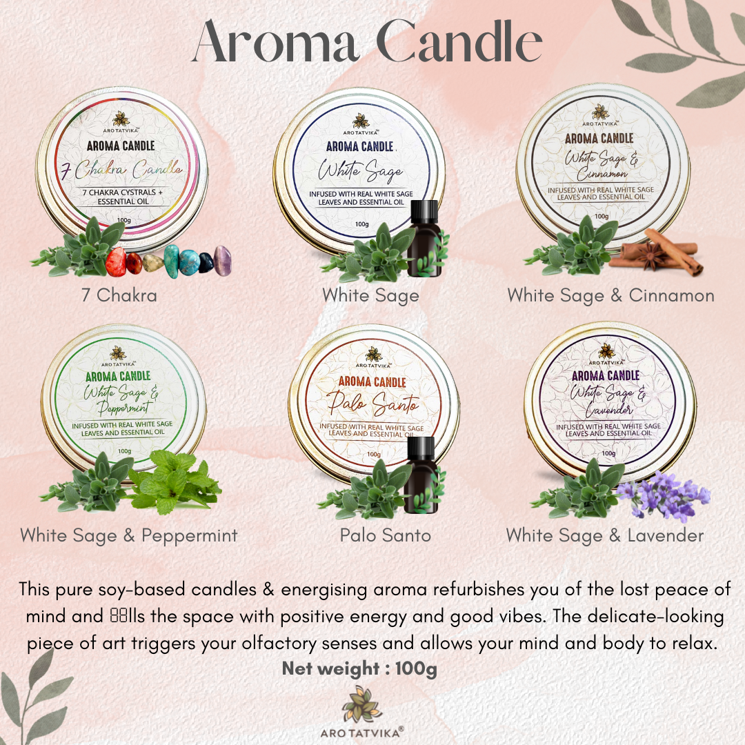 WHITE SAGE AND CINNAMON AROMA/SCENTED CANDLE (100g)