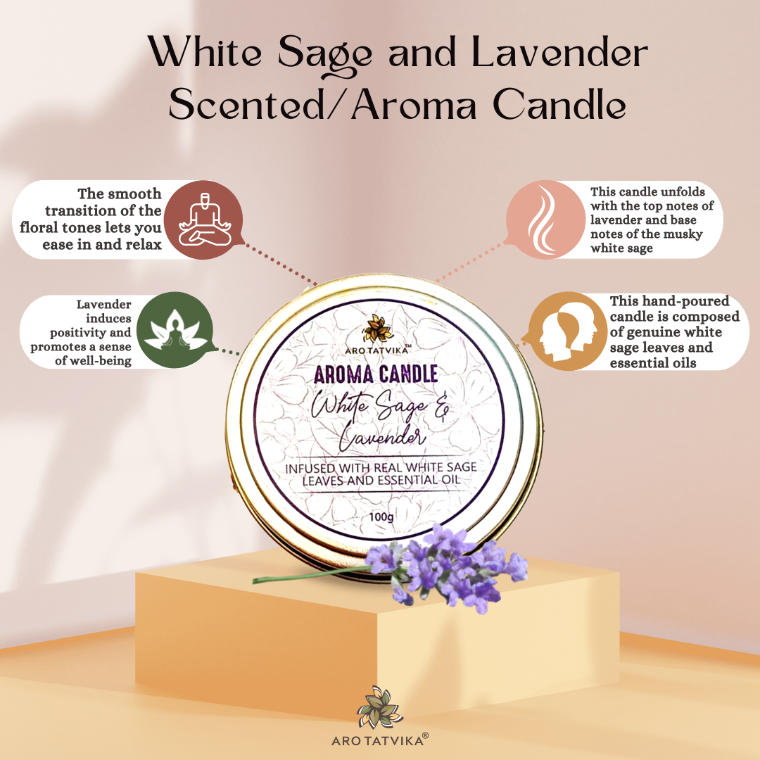 WHITE SAGE AND LAVENDER AROMA/SCENTED CANDLE (100g)