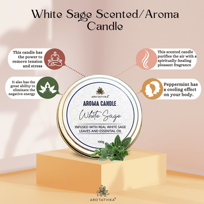 WHITE SAGE AROMA/SCENTED CANDLE (100g)