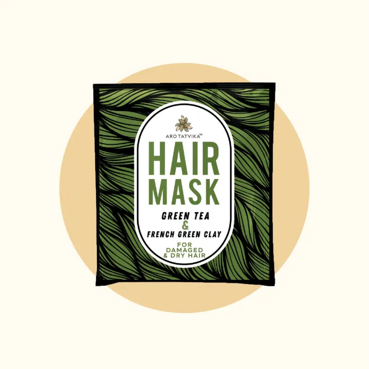 GREEN TEA AND FRENCH GREEN CLAY HAIR MASK (for dry and damaged hair) Arotatvika